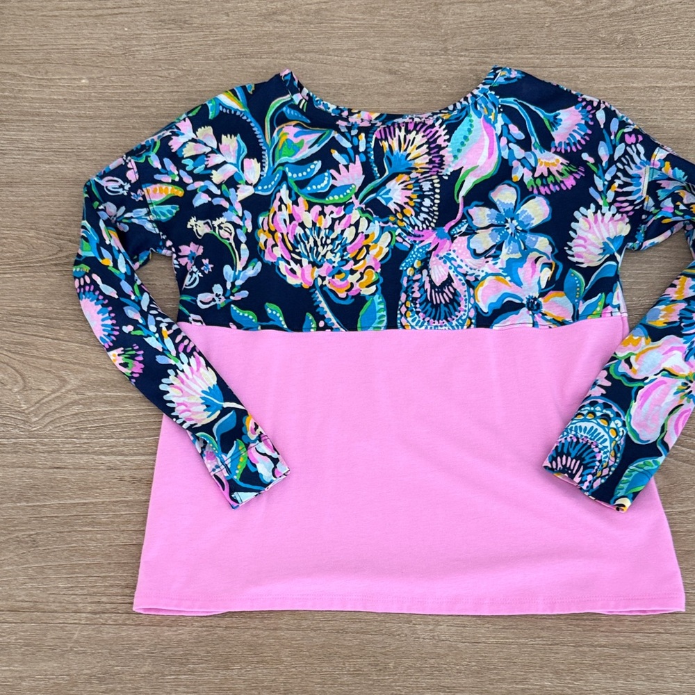 Lilly Pulitzer Floral Long Sleeve Tee - Pink and Blue